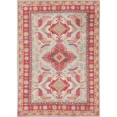 Oriental Blue Kazak Area Rug Hand-Knotted Wool Carpet - 3'8" x 5'8"