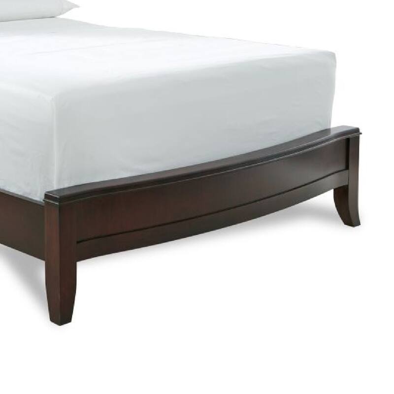 Kyle Soild Wood Low Profile Twin Bed with Sleigh Headboard, Cherry Brown