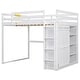 preview thumbnail 14 of 12, Wood Full Size Loft Bed with Built-In Wardrobe and Storage Shelves