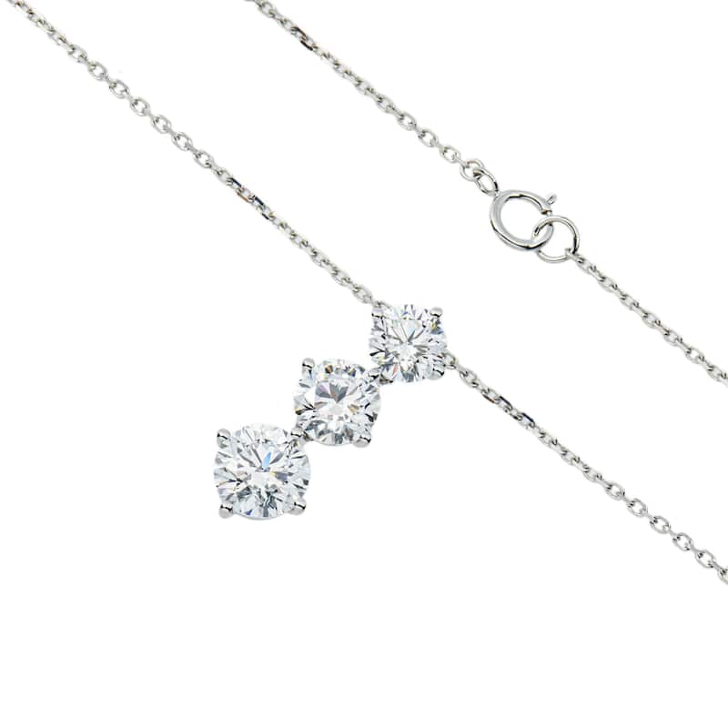 House Of Leon White Gold Round Diamond Drop Necklace 2.76ct
