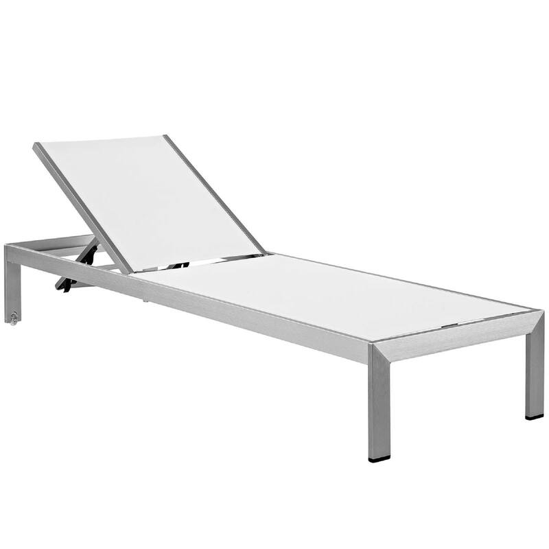Aluminum Outdoor Patio Chaise Poolside Lounge Chair With Cushion Gray
