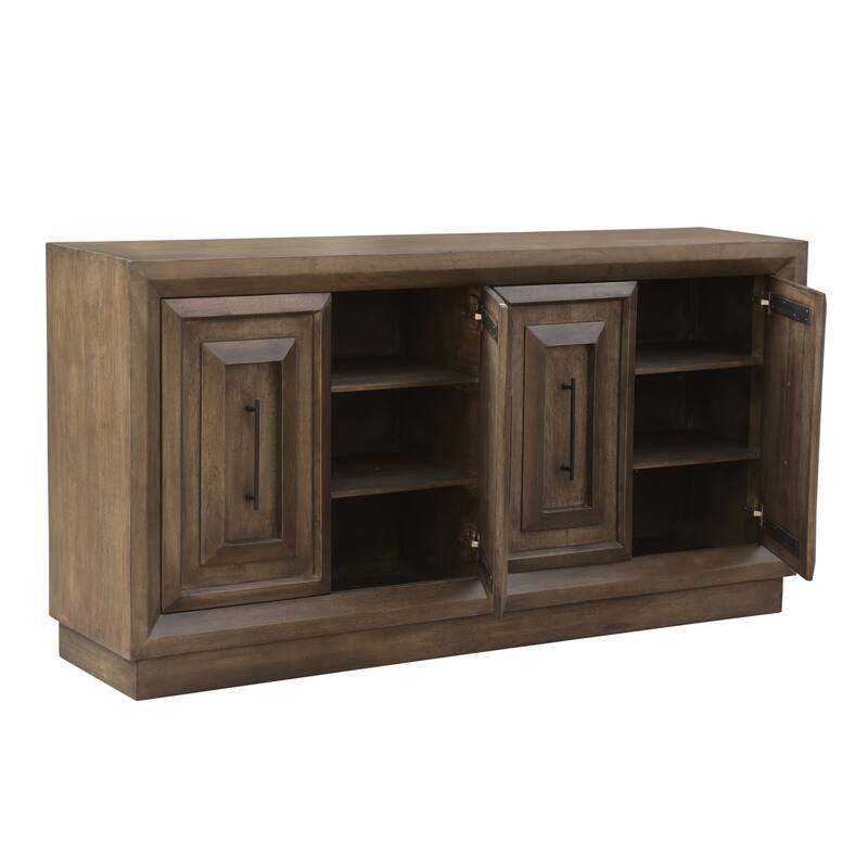Carved Solid Wood Sideboard with 4 Doors
