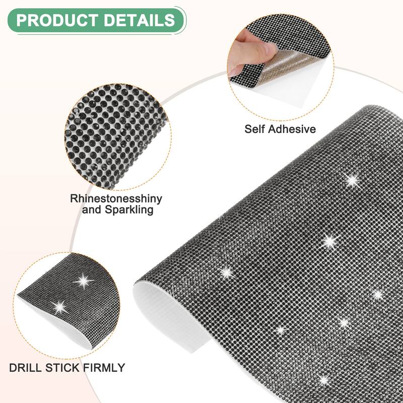 1 Roll Crystal Rhinestone Ribbon, for DIY - Black - 15.75 Inch x 9.45 Inch