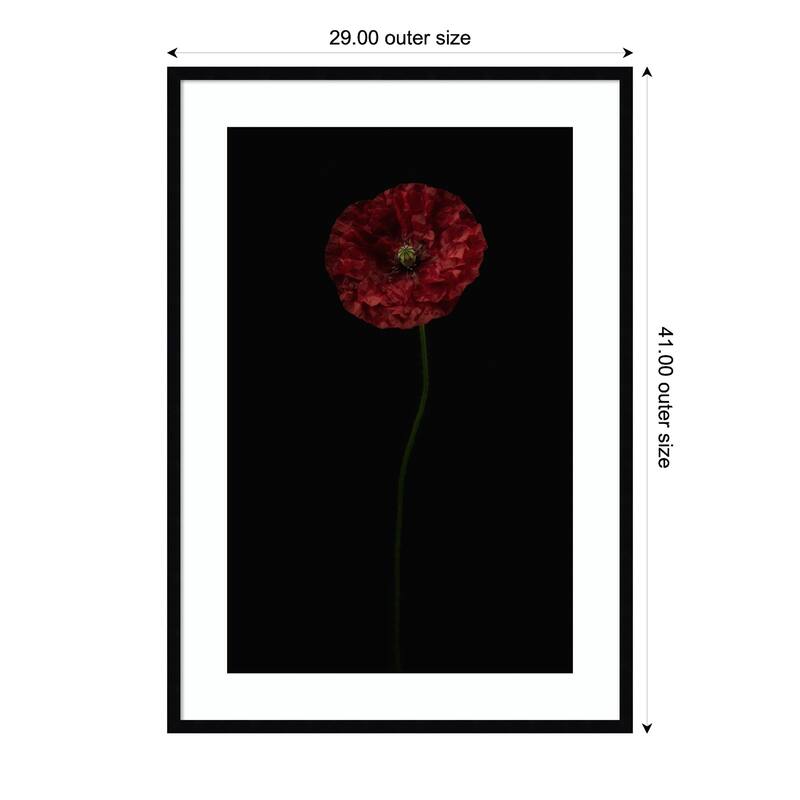 Long-stemmed by Lotte Gronkjar Wood Framed Wall Art Print - Black - 29 x 41 in