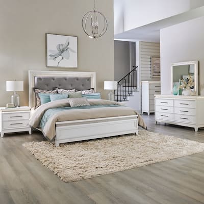 Liberty Furniture Reflections Upholstered Bed, Dresser & Mirror, Chest, Night Stand - King or Queen