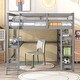 preview thumbnail 2 of 6, Gray Pine Wood Loft Bed with Desk, Ladder, and Shelves, High Guard Rails