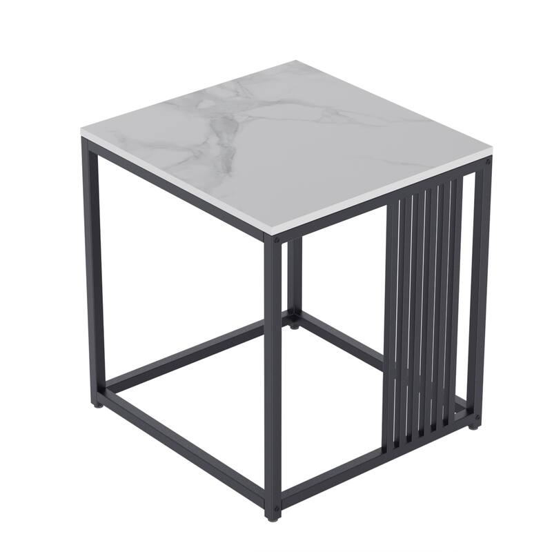 Industrial Style Sintered Stone Top Square Side Table
