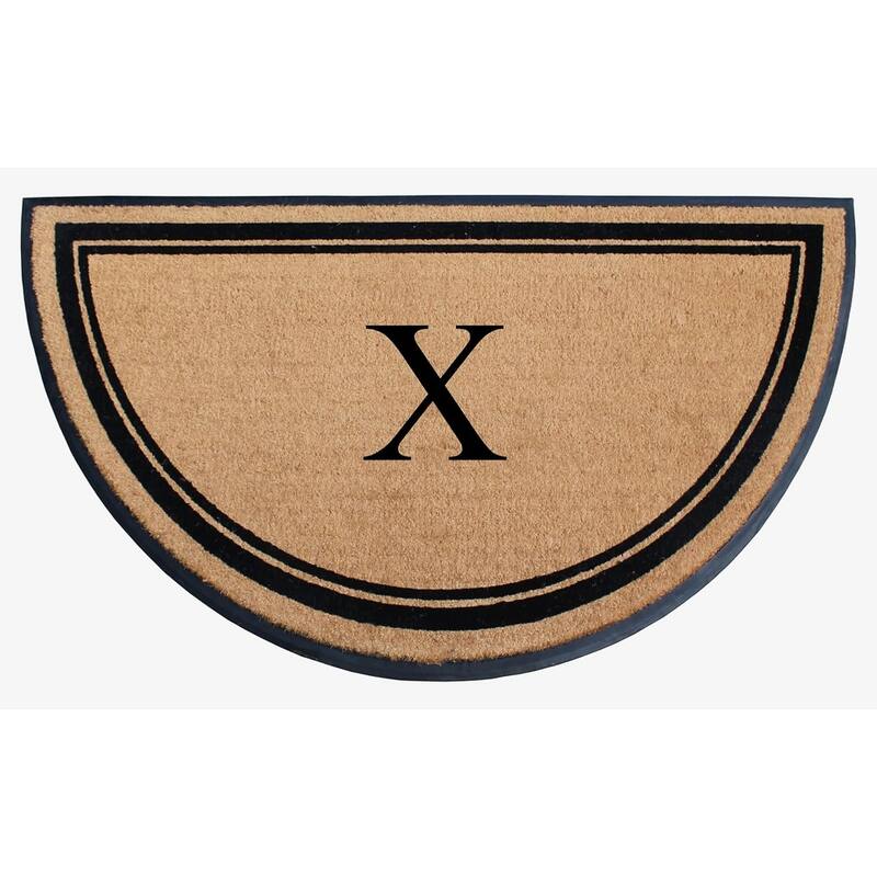 A1HC Natural Coir & Rubber Hand Flocked Thick Durable Monogrammed Doormats, 36" x 72" - Beige Picture Frame - X