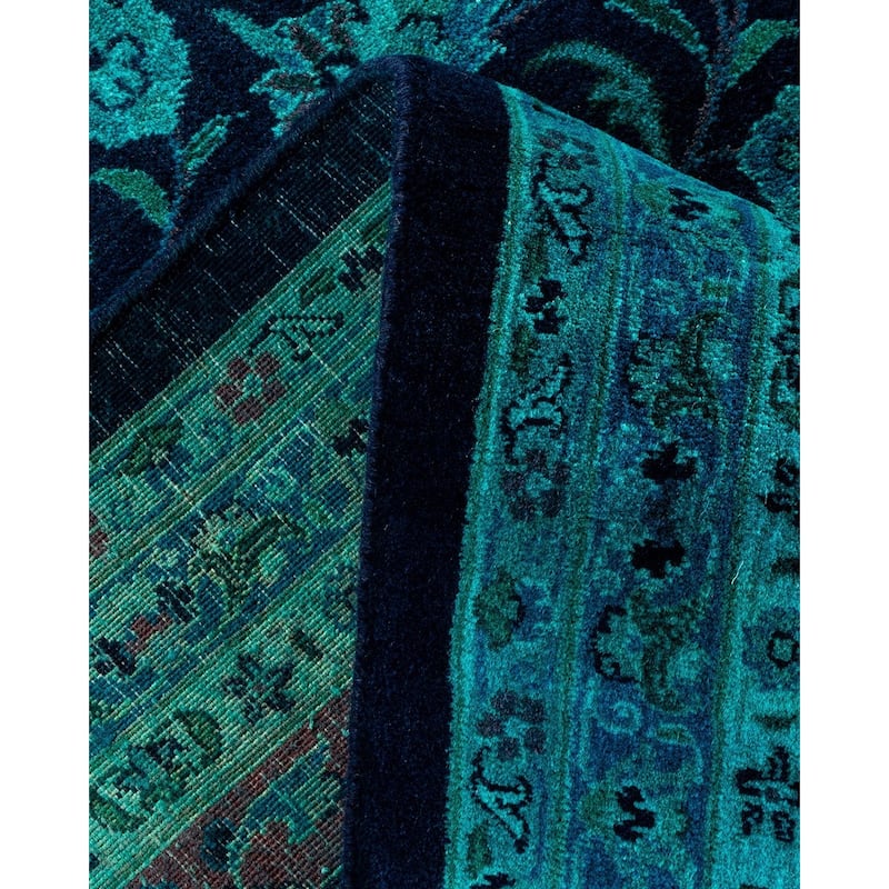 Overton Hand Knotted Wool Vintage Inspired Modern Contemporary Overdyed Navy Area Rug - 8' 1" x 10' 2"