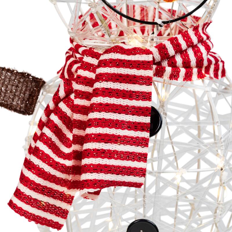48" LED Snowman with Top Hat Red Scarf Outdoor Christmas Decoration - White