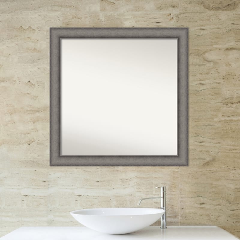Burnished Concrete Non-Beveled Wood Framed Bathroom Vanity Wall Mirror - Burnished Concrete
