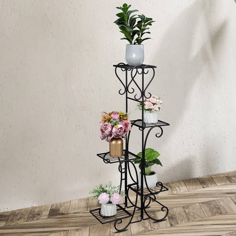 Metal Plant Shelf Stand 5 Tier Shelves Indoor Outdoor