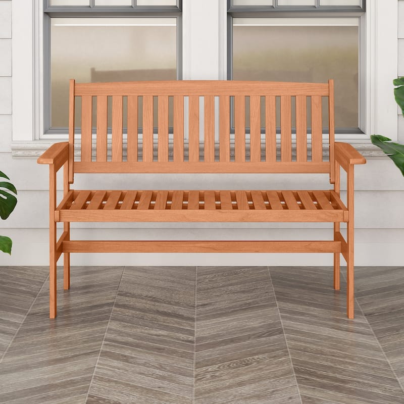 Gymax 2-Person Patio Loveseat Garden Bench w/Slatted Backrest &