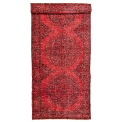 ECARPETGALLERY Hand-knotted Color Transition Dark Red Wool Rug - 4'11 x 11'9