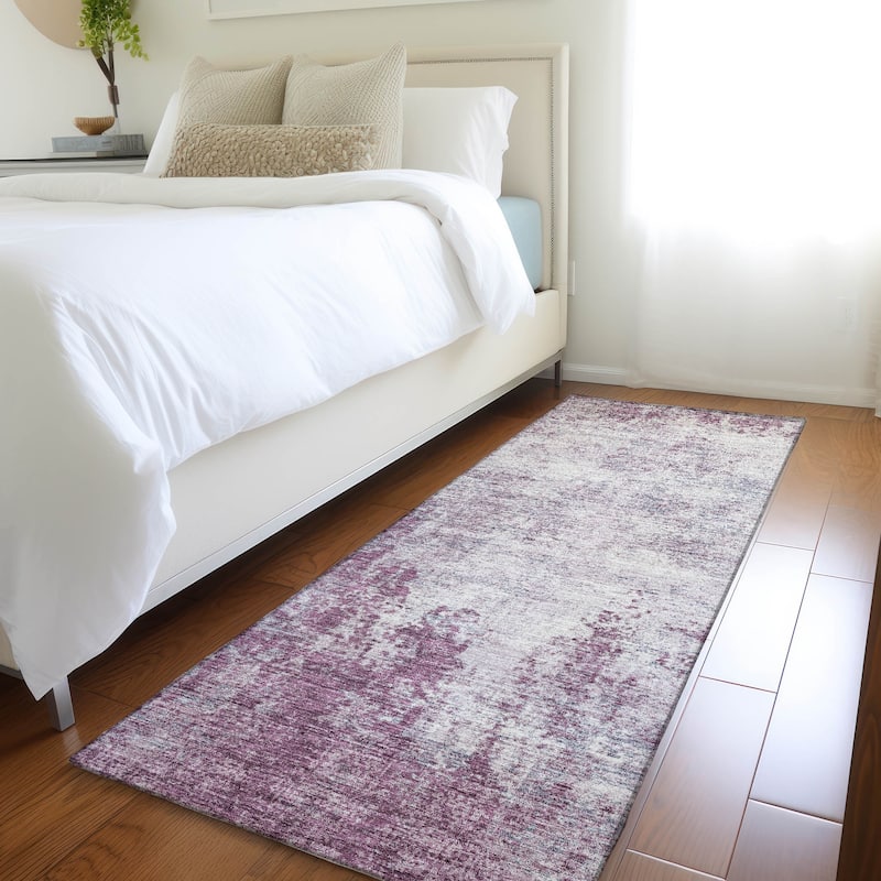 Premium Washable Super Soft Solid Casual Mayfield Rug - Plum - 2'3" x 7'6"