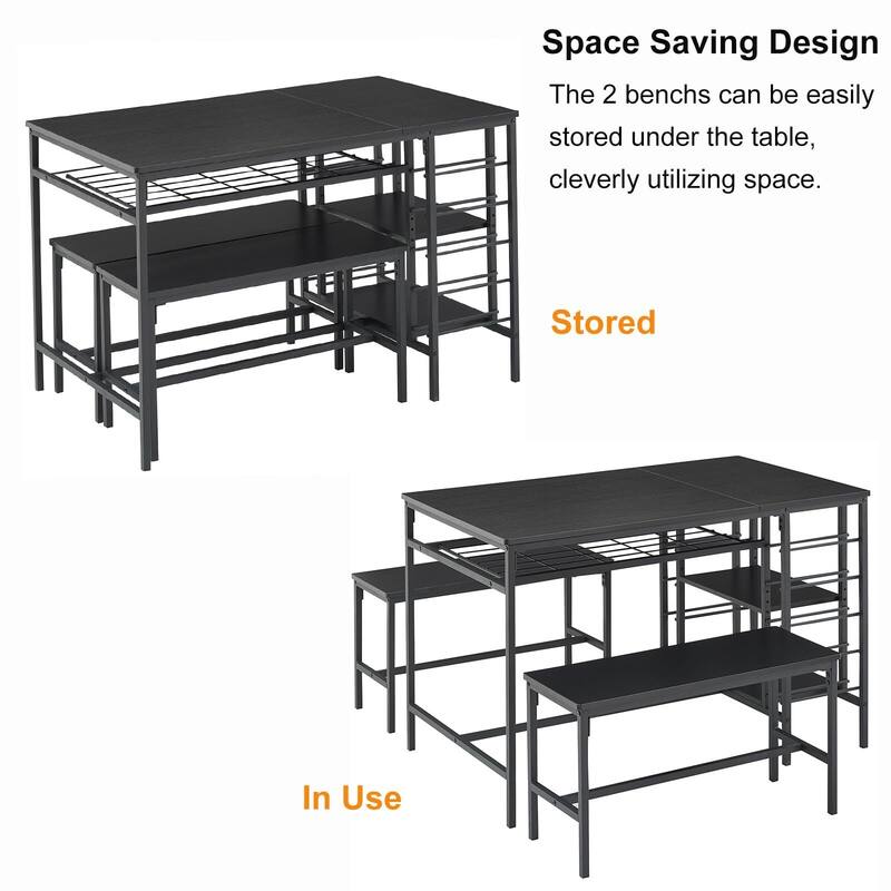 Kitchen Table with 2 Benches for 4
