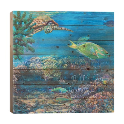 Blue Merlo Print On Wood by Iris Scott - Multi-Color
