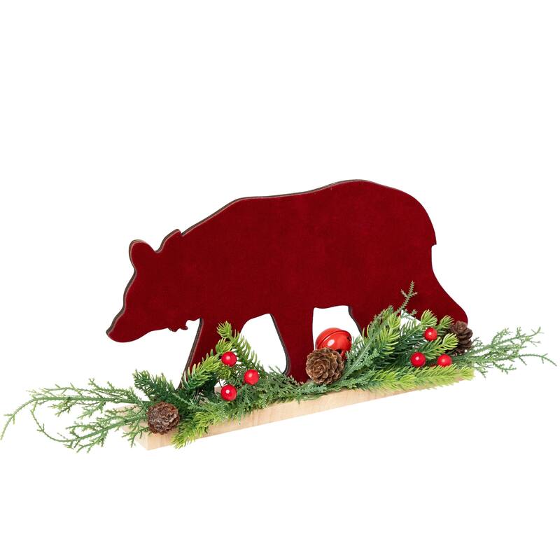 Bear and Jingle Bell Christmas Decoration - 10.25" - Red and Green