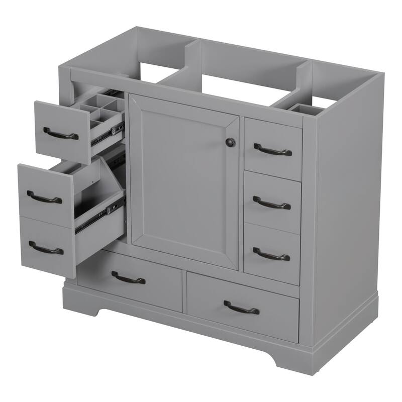 36" Bathroom Vanity with Sink Combo: Six Drawers, Multi-Functional Divider, Adjustable Shelf