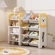 preview thumbnail 1 of 3, Kids Bookshelf and Toy Storage, 4-Tier Toy Organizers W/8 Removable Storage Bins, Kids Toy Storage Organizer for Study Room Grey,White,Yellow