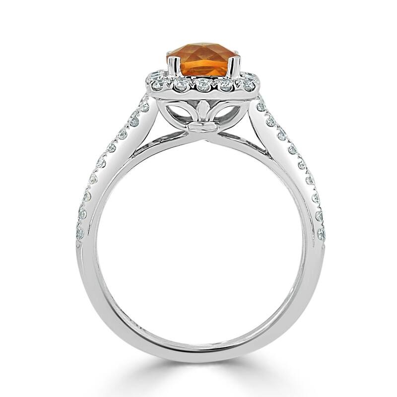 Auriya 9/10ct Cushion-cut Citrine Halo Diamond Engagement Ring 5/8ctw 14k Gold