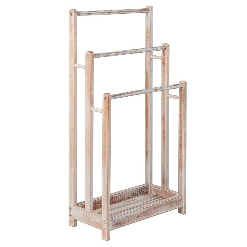 Gymax 3-Bar Freestanding Towel Rack w/ Bottom Storage Shelf