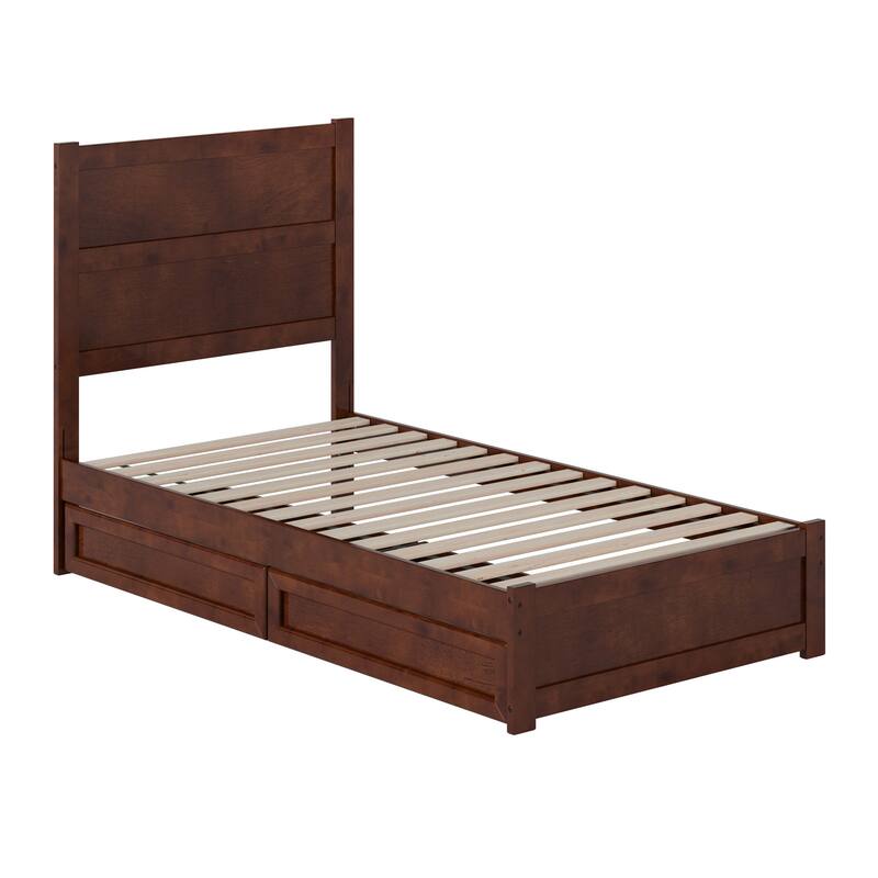 Aveline Wood Platform Bed with Matching Footboard & Storage Drawers