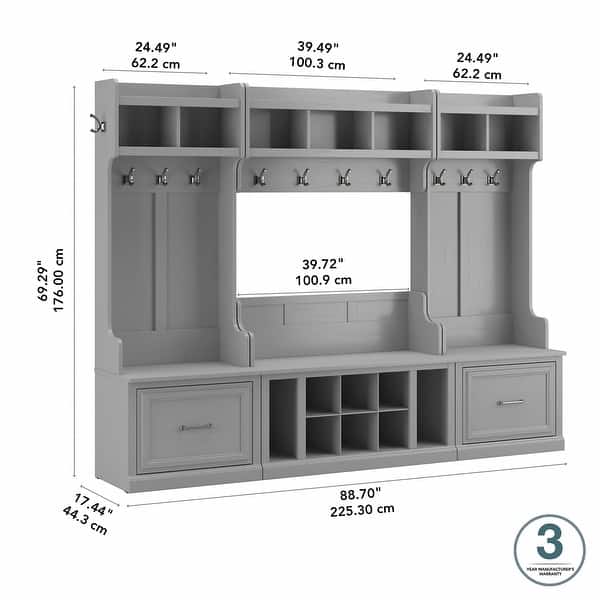Woodland Full Entryway Storage Set with Coat Rack by Bush Furniture ...