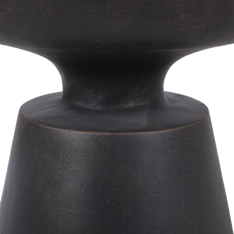 Roomfitters Outdoor Lightweight Concrete Side Table, Modern Flared Pedestal Accent Patio End Table, Copper