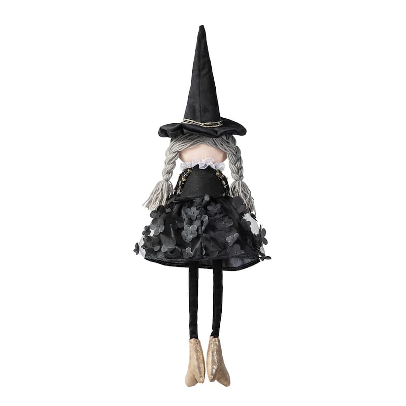 Glitzhome 29"H Halloween Fabric Dressed Witch or Pumpkin Sitter Decor