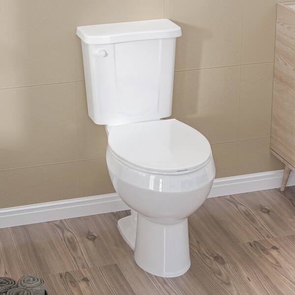 White Porcelain Corner 1.28GPF TwoPiece Siphonic Flush Elongated