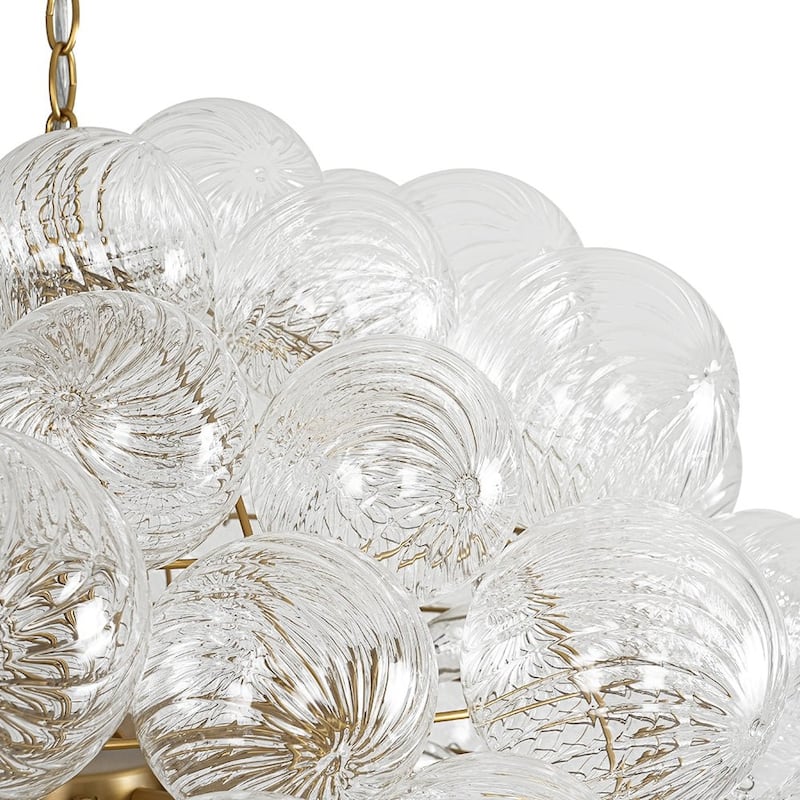 12-Light Glam Clear Twisted Glass Globe Chandelier For Dining Room - N/A