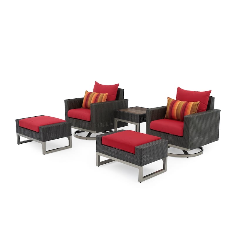 Milo Espresso 5 Piece Sunbrella Outdoor Patio Motion Club Set