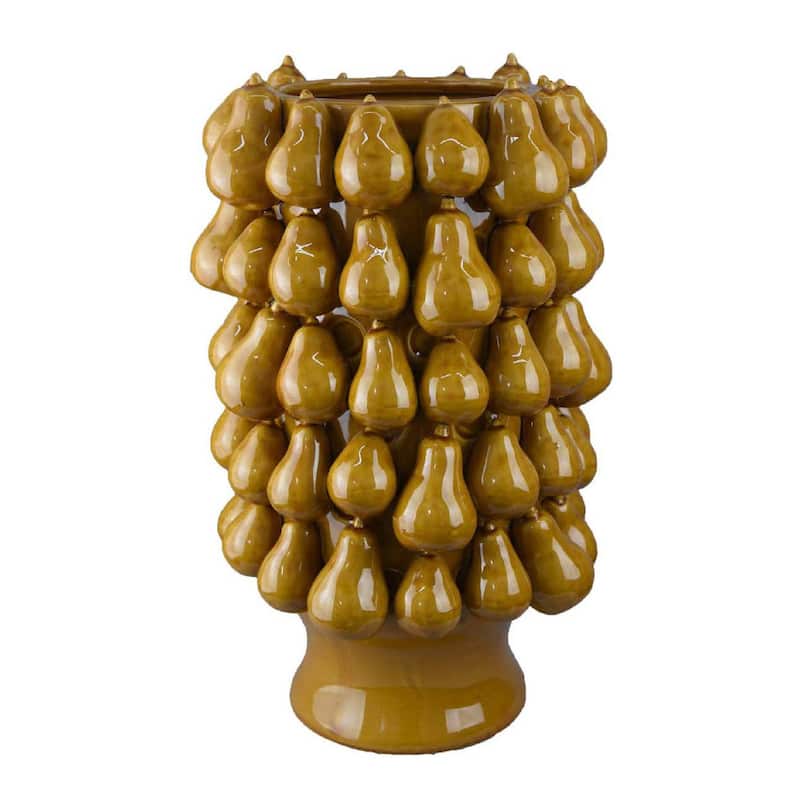 Salina Accent Vase, Pear Shaped Drop Accents, Mustard Yellow Ceramic