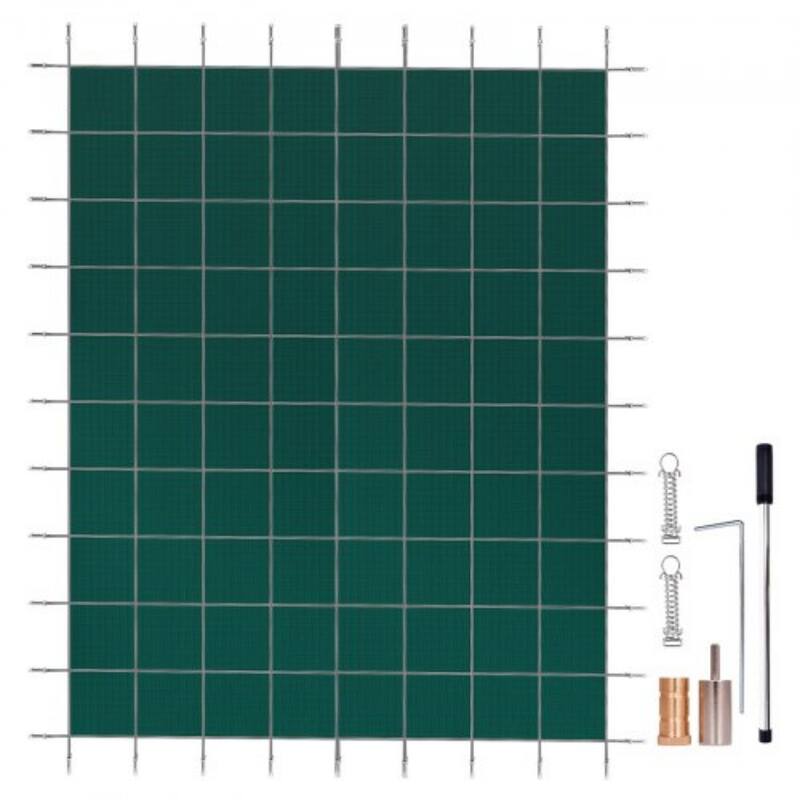 Rectangular Inground Pool Cover Mesh Winter Safety Cover Green - 16 x 30 ft