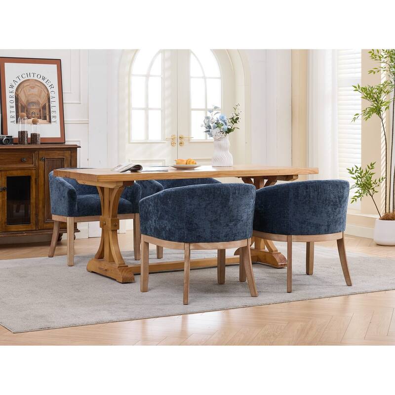 Roomfitters Upholstered Dining Chairs with Barrel Back & Wood Legs, Modern Accent Side Chairs for Kitchen and Living Room