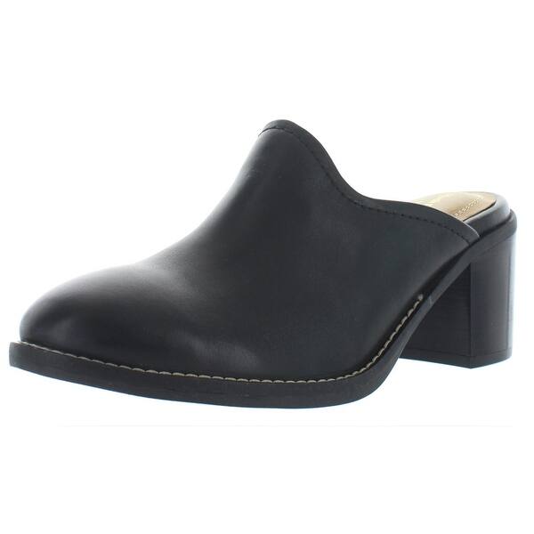 Shop Hush Puppies Womens Hannah Mules Leather Slip On Black Leather 7 5 Medium B M Overstock 31807123