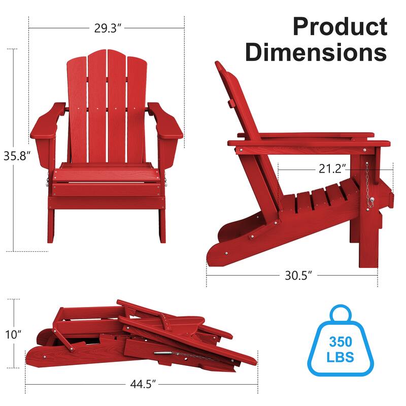 Plastic Folding Outdoor Patio Adirondack Chair With Slat Seat
