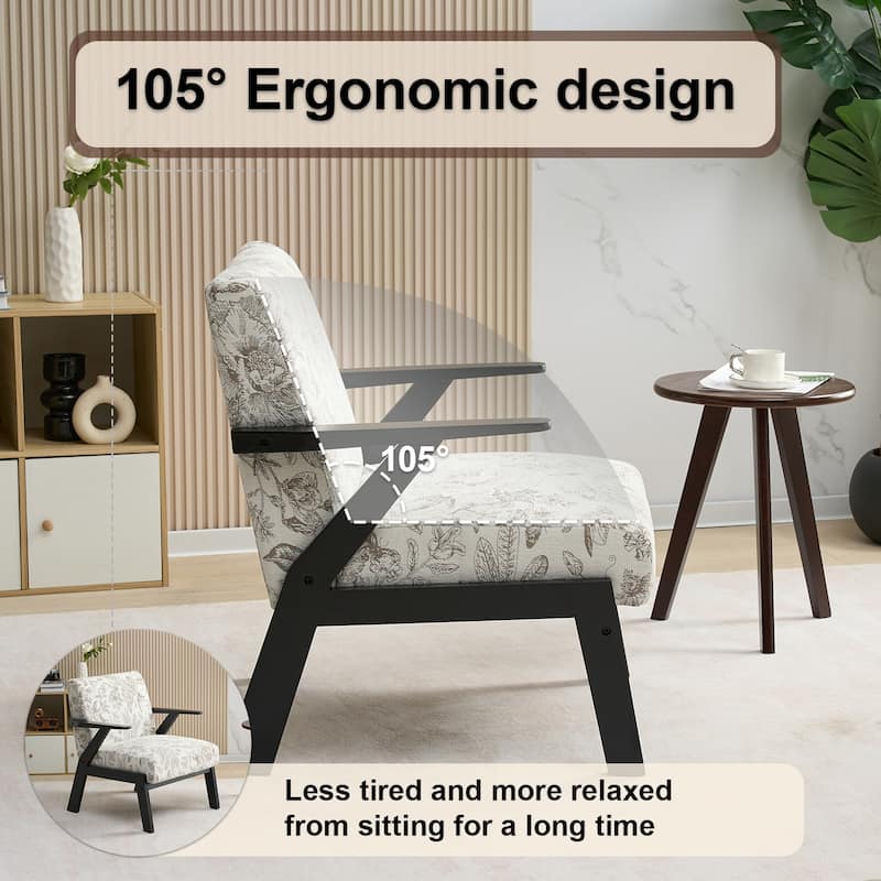 Upholstered Lounge Armchair, Ergonomic Single Sofa Chair, Reading Chair with Seat Cushion for Living Room, Study