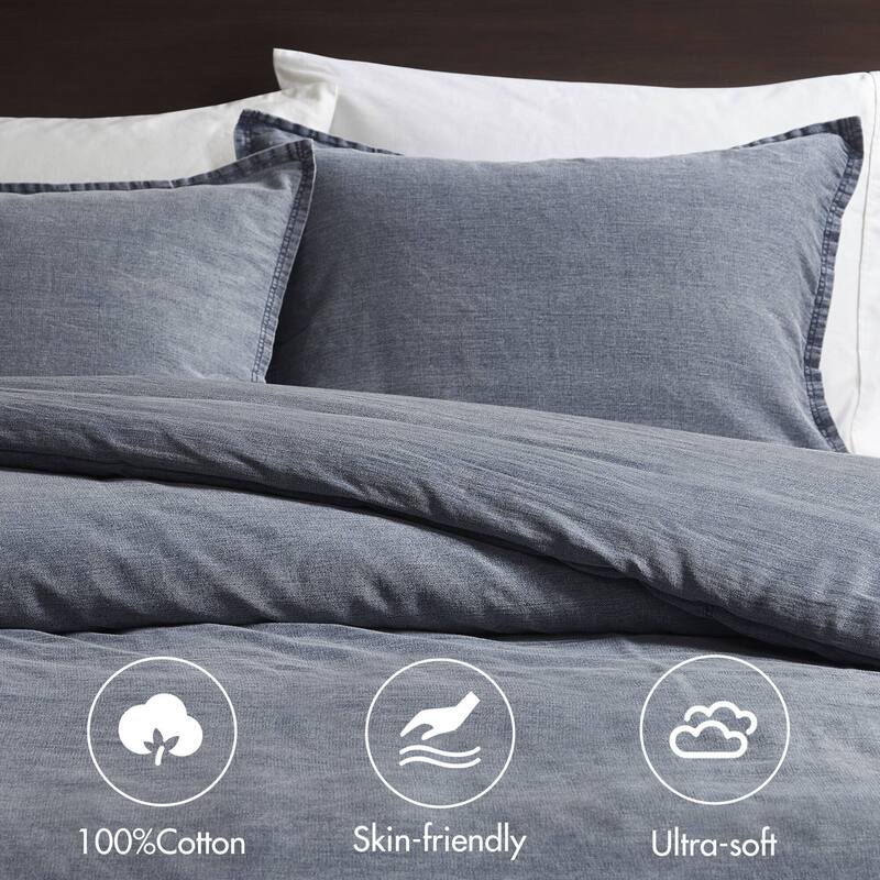 3PCS Full/Queen Twill Washed Duvet Set
