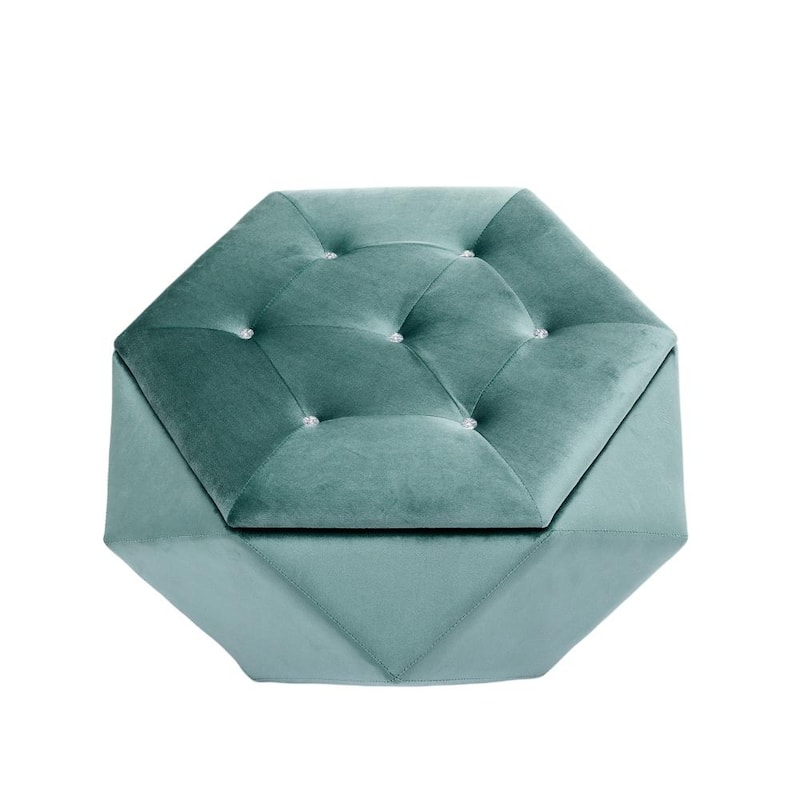 Modern Elegant Velvet Diamond Tufted Storage Ottoman for Living Room