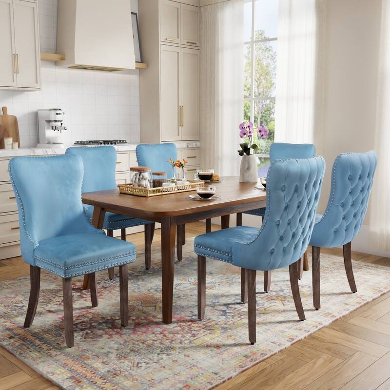 18.9" Upholstered Wing Back Dining Chair (Set of 6)