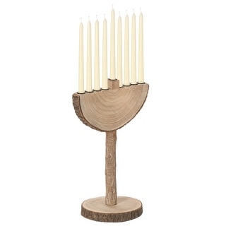 Nine Branch Handmade Wooden Hanukkah Menorah for Synagogue