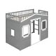 preview thumbnail 50 of 112, Solid Wood House Loft Bed with Window Design and Ladder, Twin/Full Size Playhouse Bed Loft Bed Frame with Guardrail for Kids