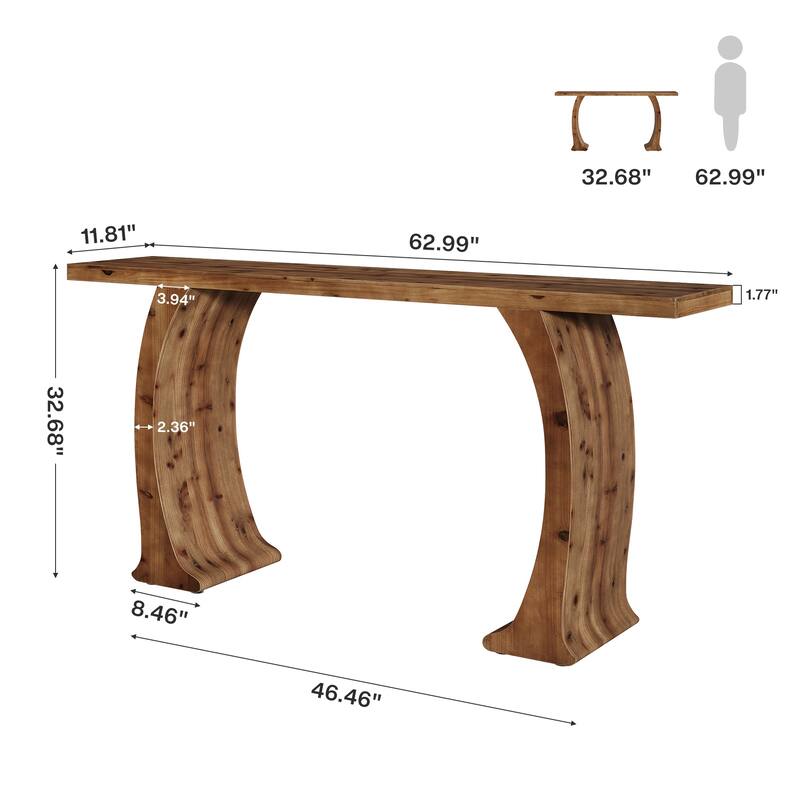 63" Rustic Entryway Table with Curved Legs