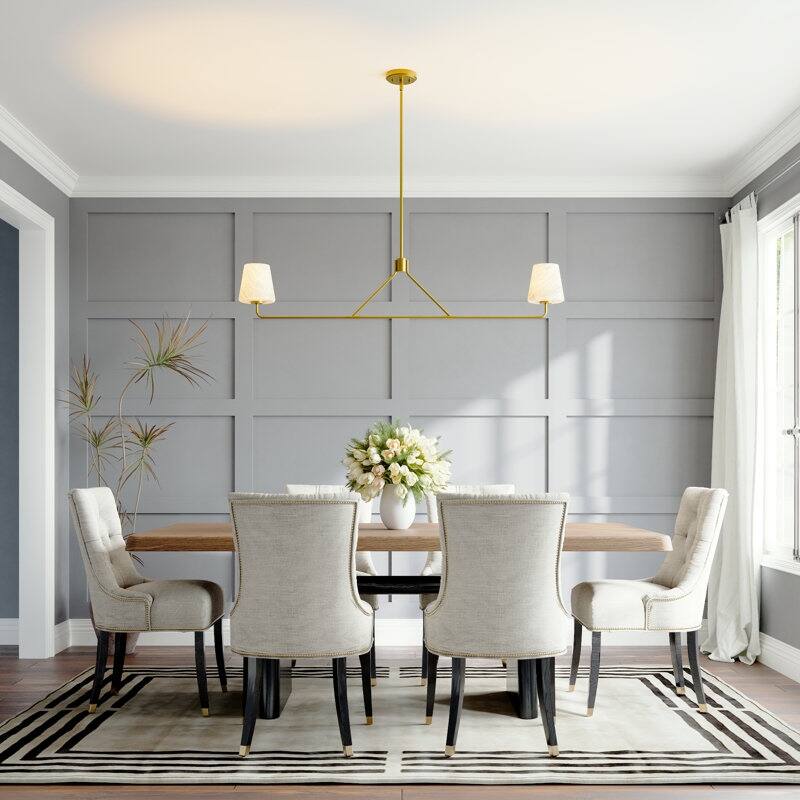 Acroma - 2 Light Gold Steel & Glass Dimmable Modern Linear Chandelier