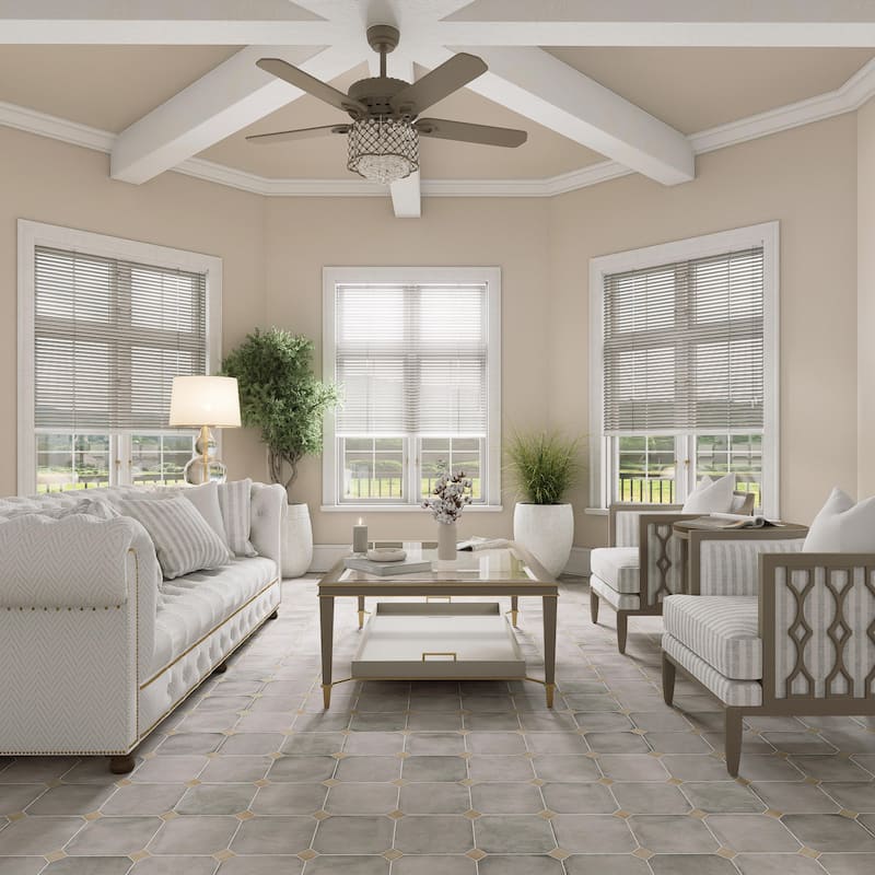 Merola Tile Laverton Octagon Gris with Taco Beige 7-7/8" x 7-7/8" Porcelain Floor and Wall Tile - Case (50 Tiles)