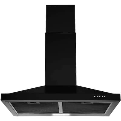 Tieasy Black Range Hood 30 / 36 inches Wall Mount Vent Hoods Stainless Steel