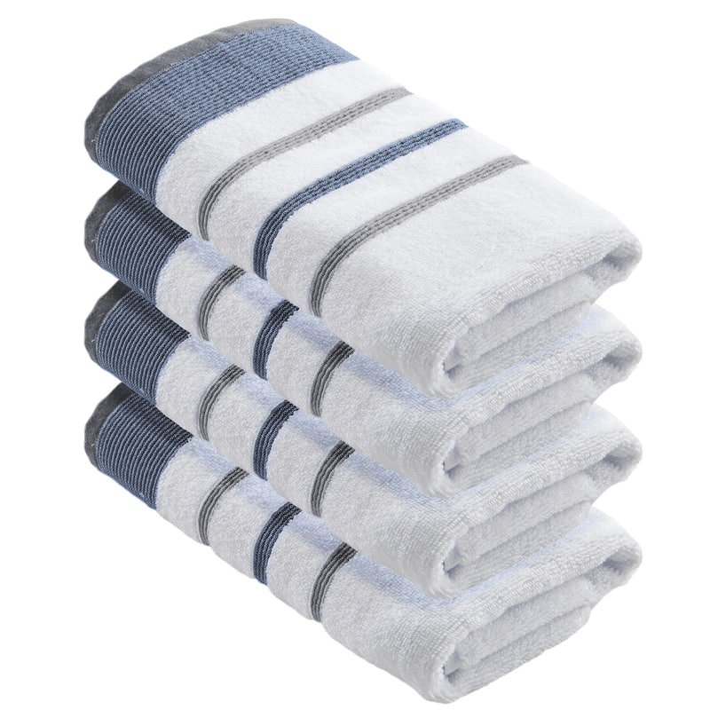 Linery & Co. Luxury Cotton Decorative Towel Set. - Hand Towel (Pack of 4) - Moroccan Blue / December Sky.