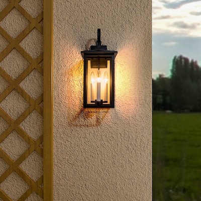 Maxax Black 3 - Bulb 19.88'' H Outdoor Wall Lantern with Dusk to Dawn - 19.9*9.4*8.7